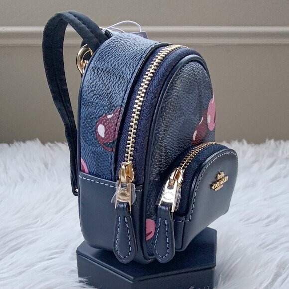 Coach Mini Court Backpack Bag Charm In Signature Canvas With Cherry Print CZ086 - Picture 4 of 12